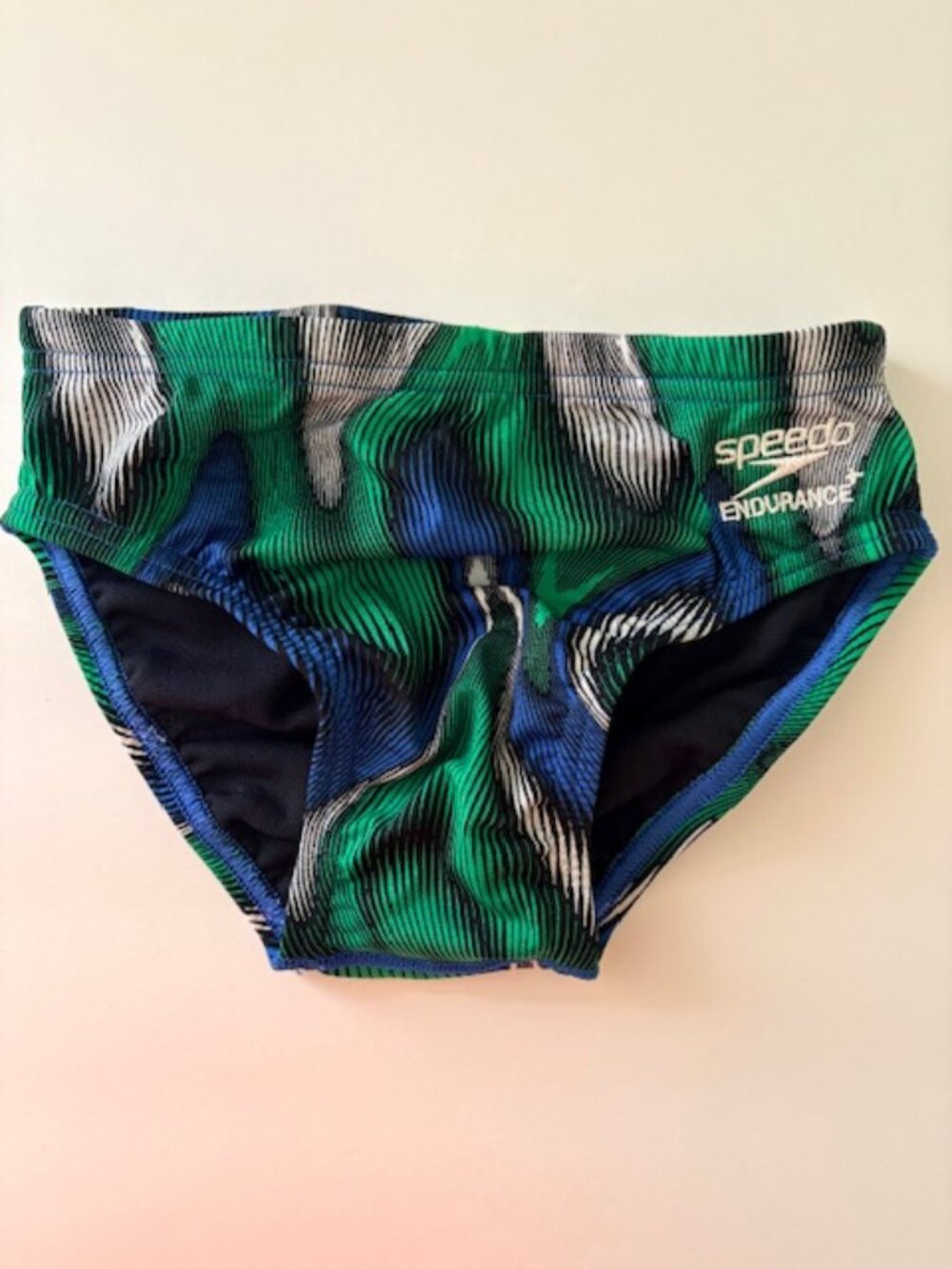Speedo Purpose Brief Youth Boys ML 24 Endurance+ Swimwear Blue Green Train New